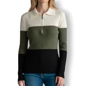 No Boundaries Olive and Black Colorblock Sweater